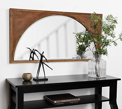 Andover Casual Framed Arch Mirror with Beveled Edge, Light Brown, 42x21.5, Modern Farmhouse Home Decor for Entryway, Living Room, Or Bedroom