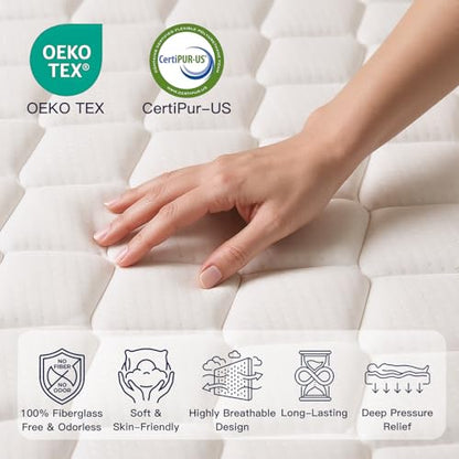 6 Inch Twin Mattress with Bonnell Spring, Twin Mattress for Kids, Memory Foam Mattress for All Night Sleep & Pressure Relief, Certified Safe Foams & Fabric, Fiberglass Free Mattress in A Box