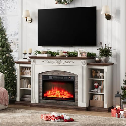 72" Electric Fireplace with Mantel, Fireplace TV Stand for TVs Up to 80", view 2