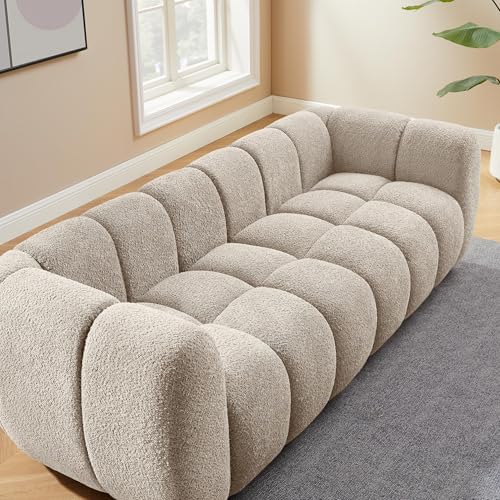 88" Oversized Boucle Sofa, Modern Upholstered Tufted Cloud Couch, Deep Seat Boucle Sofa,Cozy Modern 3 Seater Couch for Living Room, Bedroom, Apartment