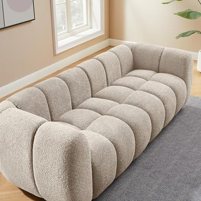 88" Oversized Boucle Sofa, Modern Upholstered Tufted Cloud Couch, Deep Seat Boucle Sofa,Cozy Modern 3 Seater Couch for Living Room, Bedroom, Apartment