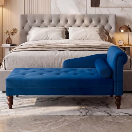 Tufted Upholstered Rolled Arm Chaise Lounges Indoor Chair, view 6