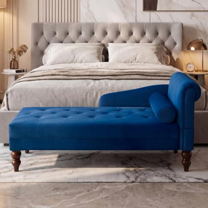 Tufted Upholstered Rolled Arm Chaise Lounges Indoor Chair, view 6