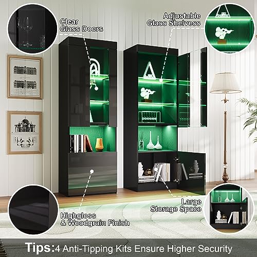 70" Fireplace Entertainment Center with Bookcases Set of 3, Black, view 6