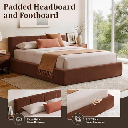 Queen Cloud Bed Frame with Cushion Headboard and 360° Foam Surround, view 5