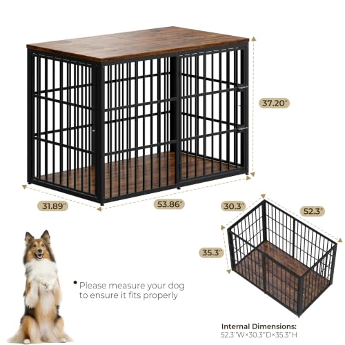 54'' XXXL Dog Crate Furniture with 3 Doors for Large Dogs, view 8