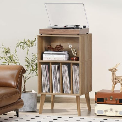 Record Player Stand, Oak Turntable Stand Holds up to 160 Albums, view 3