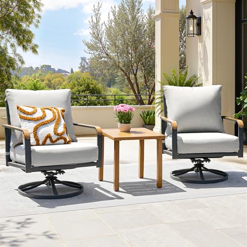 Outdoor Bistro Set,3 Piece Swivel Glider Rocking Chairs Patio Conversation Furniture Set with 2 Rockers,Metal Table,6" Thick Cushions for Backyard, Porch,Balcony,350lbs