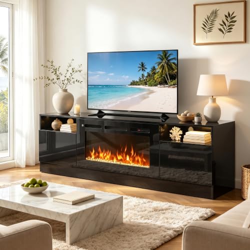 MXV Fireplace TV Stand with 36'' Electric Fireplace Up to 80" TVs, view 2