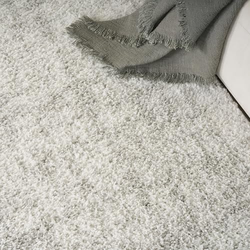 Home Modern Shag Ivory Grey 7'10" x 9'10" Area Rug - Easy Clean, Non Shedding, Bed Room, Living Room, Dining Room, Kitchen (8' x 10')
