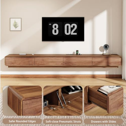 102.4'' Minimalist Floating TV Stand with Power Outlet, view 7