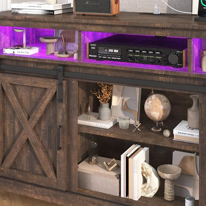 Farmhouse TV Stand for 65 Inch TV with Power Outlet, view 5