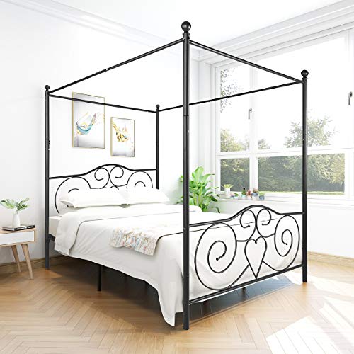 Queen Canopy Bed Frame, Metal Canopy Platform Bed, No Box Spring Needed, view 7