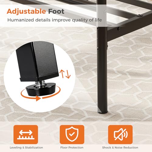 Heavy Duty Black Bed Frame with Storage and Slats, view 7