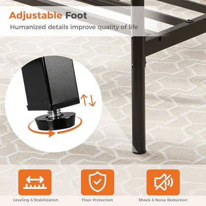 Heavy Duty Black Bed Frame with Storage and Slats, view 7