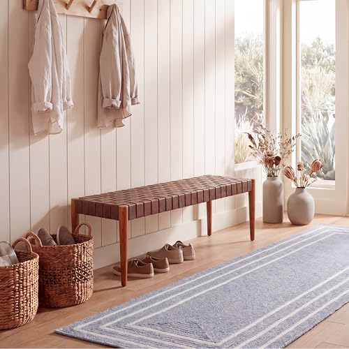 SAFAVIEH Amalia Wood Bench, 47" Mid-Century Cognac/Dark Brown BCH1001A, view 3