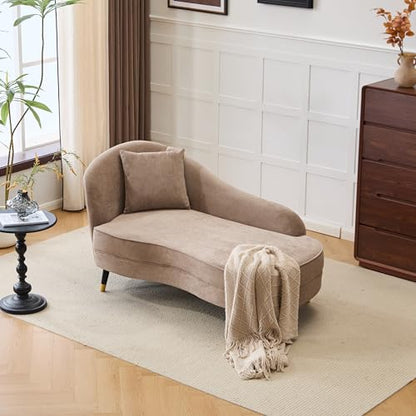 61" Velvet Curved Chaise Lounge Indoor with Pillow, view 5