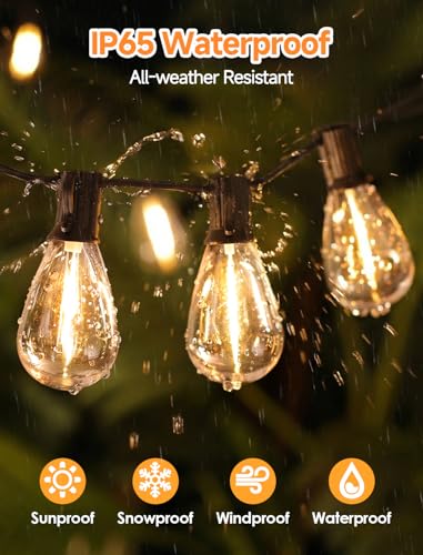 25FT LED Outdoor String Lights, 10+1 Edison S11 Dimmable Bulb Waterproof Patio Lights, Connectable Outside Hanging Strand for Backyard Garden