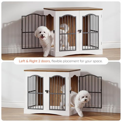 26.8" Wooden Dog Crate Furniture, Heavy Duty Dog Crate Indoor with 3 Doors, view 5