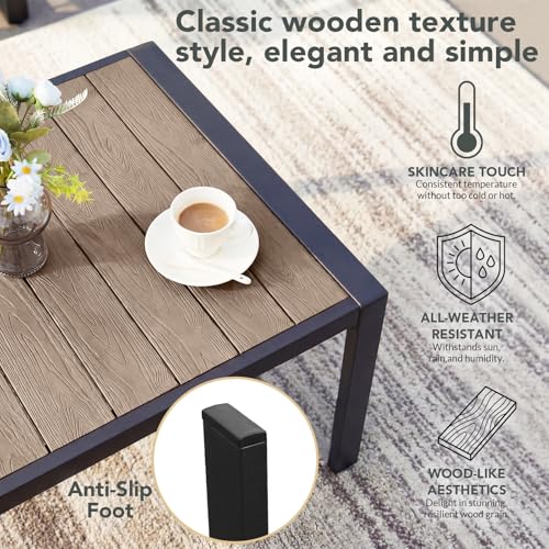 Patio Furniture Set 9 Seats and Coffee Table, 7 Pieces Patio Conversation Set with Thick Cushion, Ottomans, Deluxe Aluminum Modern Outside Sectional for Porch, Balcony, Deck, Yard, Light Gray