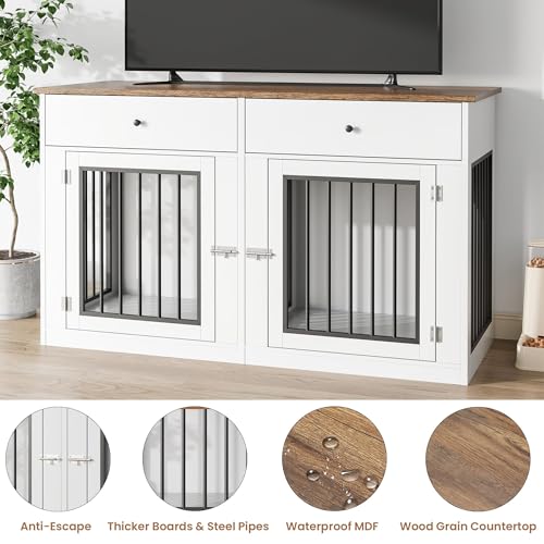 60" Dog Crate Furniture for 2 Dogs, view 4