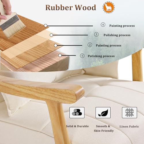 Upholstered Rocking Chair with Ottoman, Modern Indoor Nursery Glider Rocker Chair, Solid Wood High Back Armchair with Fabric Padded Seat for Living Room Bedroom