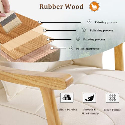 Upholstered Rocking Chair with Ottoman, Modern Indoor Nursery Glider Rocker Chair, Solid Wood High Back Armchair with Fabric Padded Seat for Living Room Bedroom