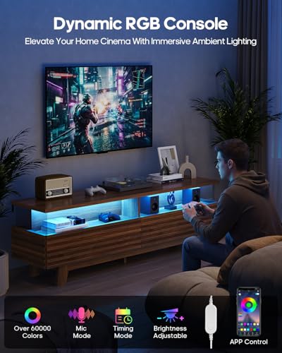 TV Stand for Living Room with Cable Management, Hidden Power Station, view 4