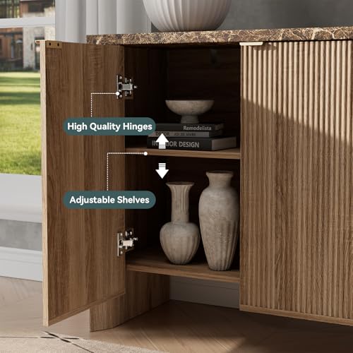 31.5" Fluted Sideboard Buffet Cabinet with Storage, Natural Oak, view 7