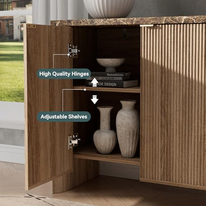 31.5" Fluted Sideboard Buffet Cabinet with Storage, Natural Oak, view 7