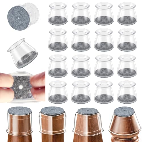 Chair Leg Floor Protectors, 24 Pack Round Furniture Pads for Hardwood Floors, Silicone Chair Leg Caps with Felt Pads, Anti-Scratch Reduce Noise, Fit (1-5/16" to 2")