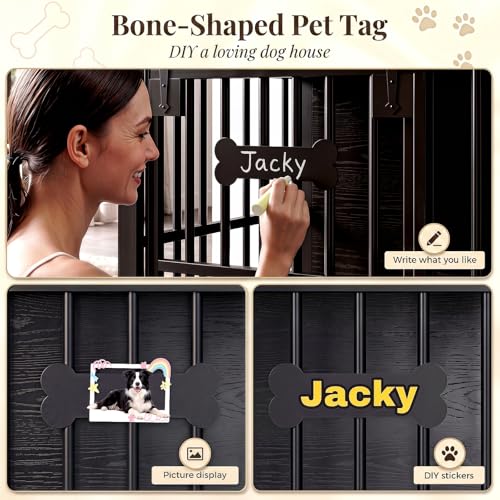 39.4" L Dog Crate Furniture with Sliding Door, Wooden Dog Kennel, view 8
