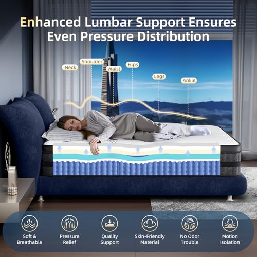 Queen Mattress 12 Inch Hybrid Queen Size Mattress in a Box Medium Firm New, view 4
