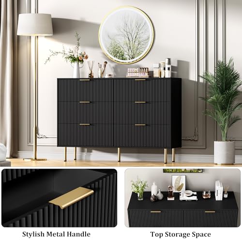 GAOMON 6 Drawer Dresser for Bedroom, 47" Fluted Dresser Chest of Drawers, view 4