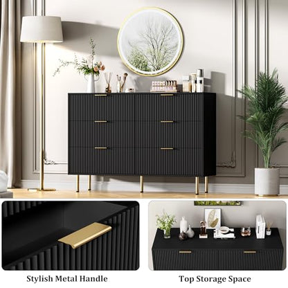 GAOMON 6 Drawer Dresser for Bedroom, 47" Fluted Dresser Chest of Drawers, view 4