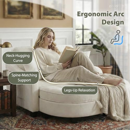 Round Chaise Lounge Chair with Storage Ottoman, view 5