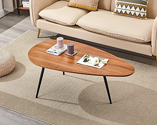 Mid Century Modern Coffee Table for Living Room Rustic Oval Coffee Table Small Retro Accent Sofa Center Table for Living Room,22.2" D x 42.5" W x 17.1" H, Walnut Oak | Mid Century Modern
