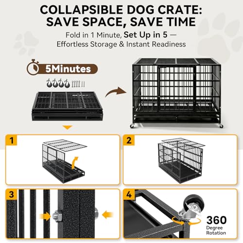 48-Inch Heavy Duty Dog Crate for Large Dogs, view 6