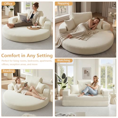 79" Foldable 2-in-1 Oversized Round Chaise Lounge, view 6