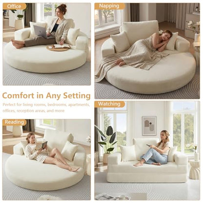 79" Foldable 2-in-1 Oversized Round Chaise Lounge, view 6
