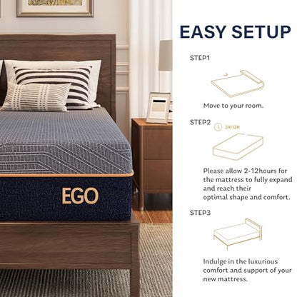 EGOHOME King 12 inch Copper Gel Memory Foam Mattress Pressure Relief Medium, view 7