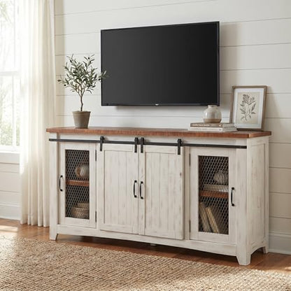 Martin Svensson Home Rustic 65" Wood Entertainment Center, White and Honey, view 3