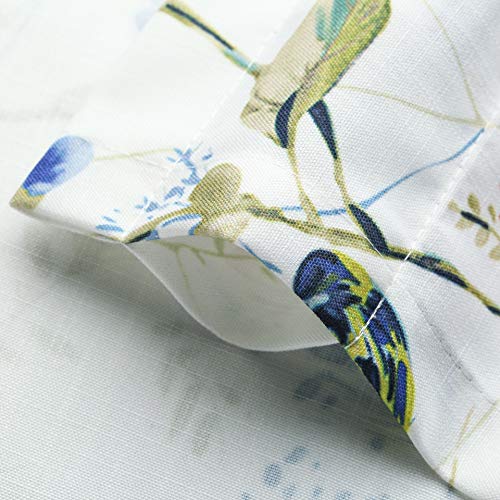 Bird Print Tier Curtains for Living Room, 30 x 36, 2 Panels, Blue