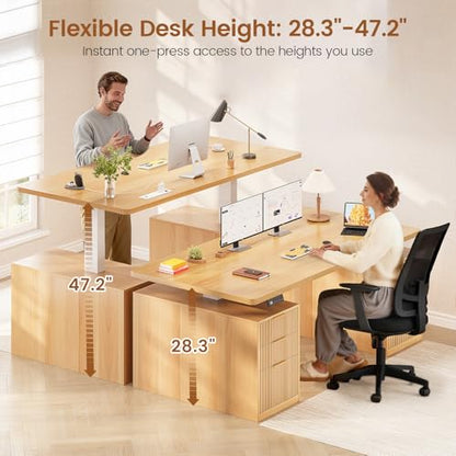 Electric Standing Desk with 6 Drawers, 55" Adjustable Stand up Desk with Storage, view 4