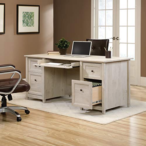 Edge Water Executive Desk, Chalked Chestnut, 65" Home Office Desk with Storage