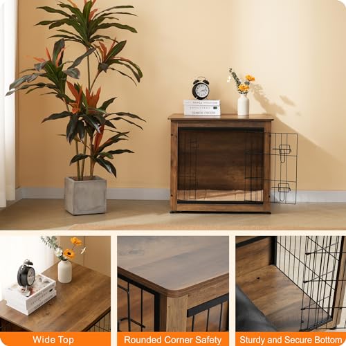 27" Dog Crate Furniture, Dog Kennel Indoor, with Waterproof Cushion, view 7