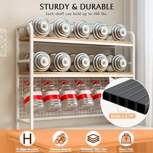 IOTXY 2-Tier Desktop Hutch Bookshelf, Metal Desk Shelf, White, 45.3" W, view 6