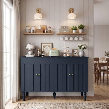 47” Arched Fluted Sideboard Buffet Cabinet with Storage, Blue, view 6