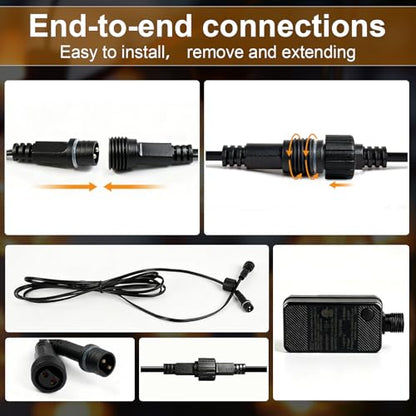 50FT Outdoor String Lights, 15m Waterproof Remote LED Patio Lights with 19+1 S11 Bulbs 10FT Extension Cable, Dimmable Outside Hanging Lights for House, Porch,Yard,Garden,Bistro, Gazebo lighting