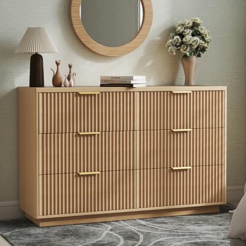 Fluted 6 Drawer Dresser for Bedroom, view 2